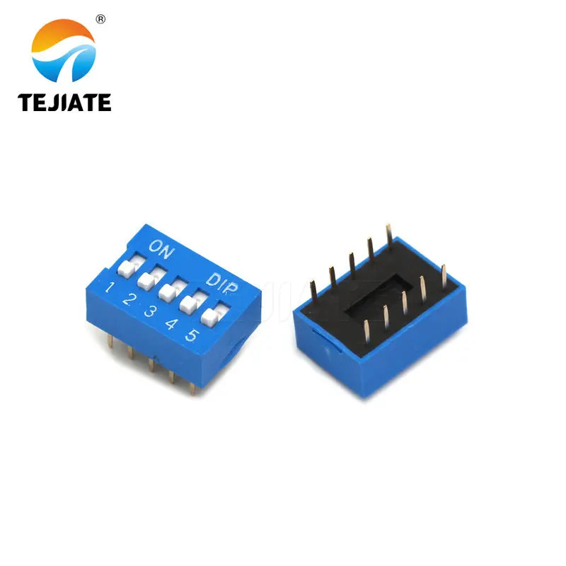 5PCS Toggle Switch Direct Insertion Flat Pulling DIP Snap 2.54MM 1/2/3/4/5/6/8P Blue Dial ON/OFF