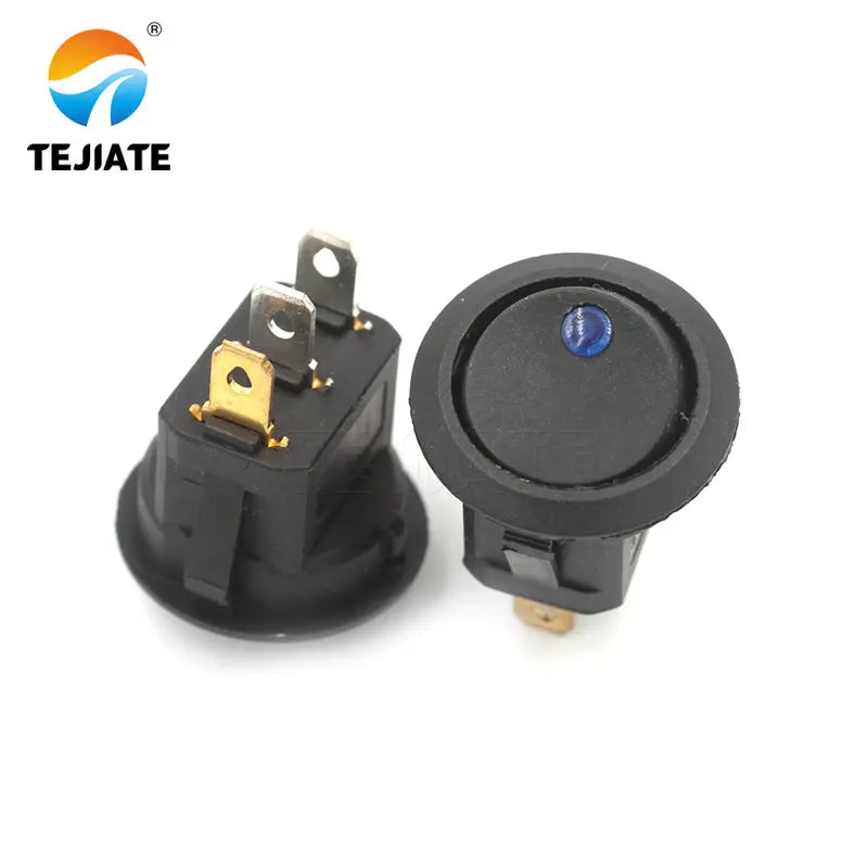 5PCS Ship-type Power Switch Boat Shaped Round Rocker Switch 2/3/4 Feet Red/Green/White/Black Press button 6A 250V Cat eye