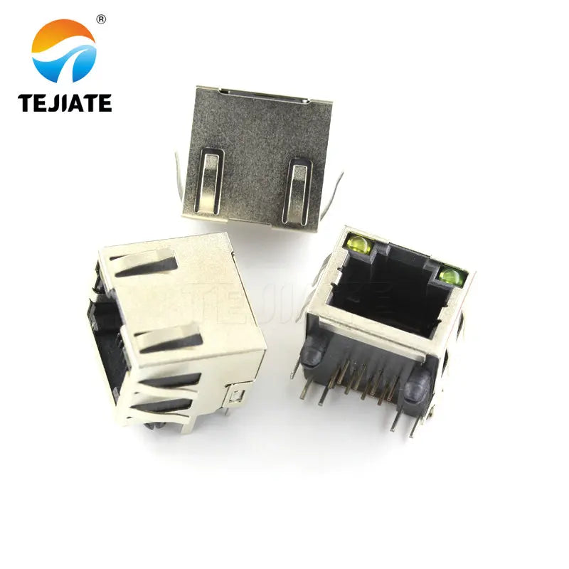 RJ45 Network Socket Internet Interface Connecting Base Crystal Head Female Base 8P8C  Vertical Copper Shell With Shield