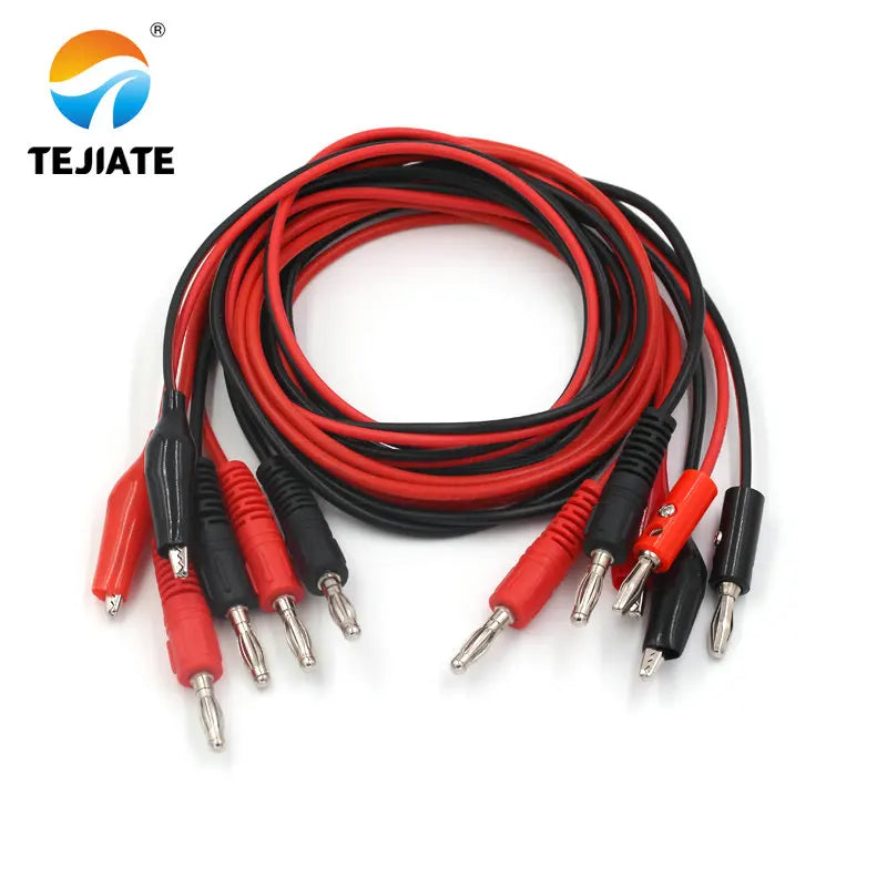 1PCS Double Header Alligator Clip Banana Plug To Alligator Clip With Wire Power Test  Wireway Connecting Line Red/Black