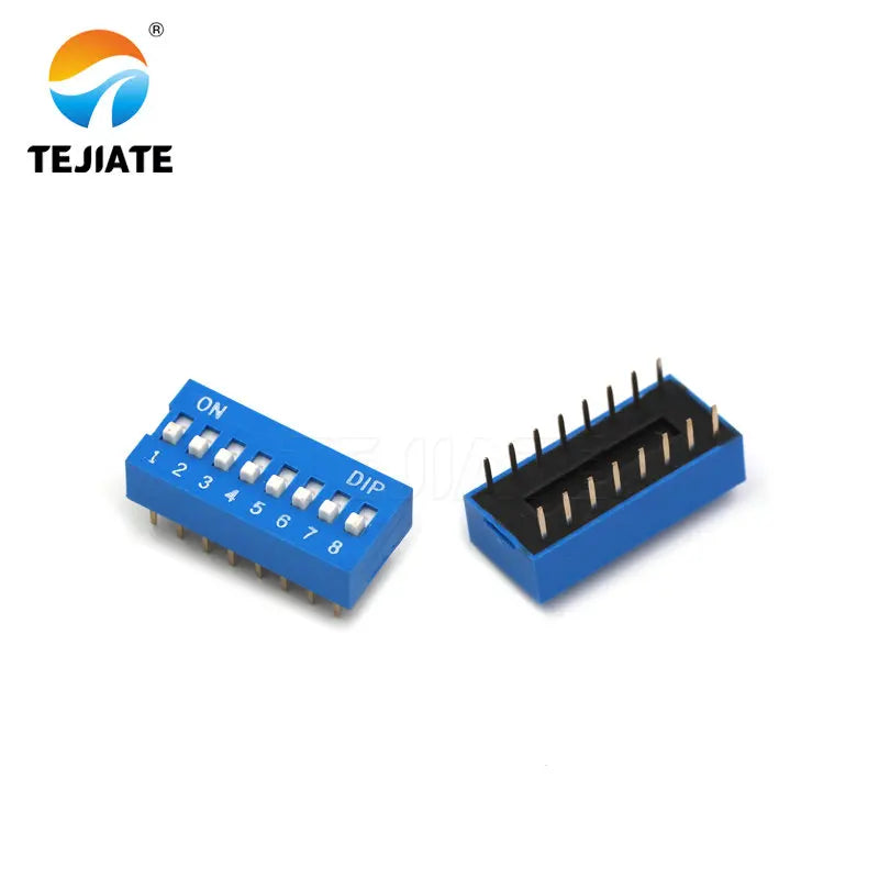 10PCS Toggle Switch Direct-insertion Type Flat Pulling DIP Snap Switches 2.54MM 1/2/3/4/5/6/8P Blue Dial Switch
