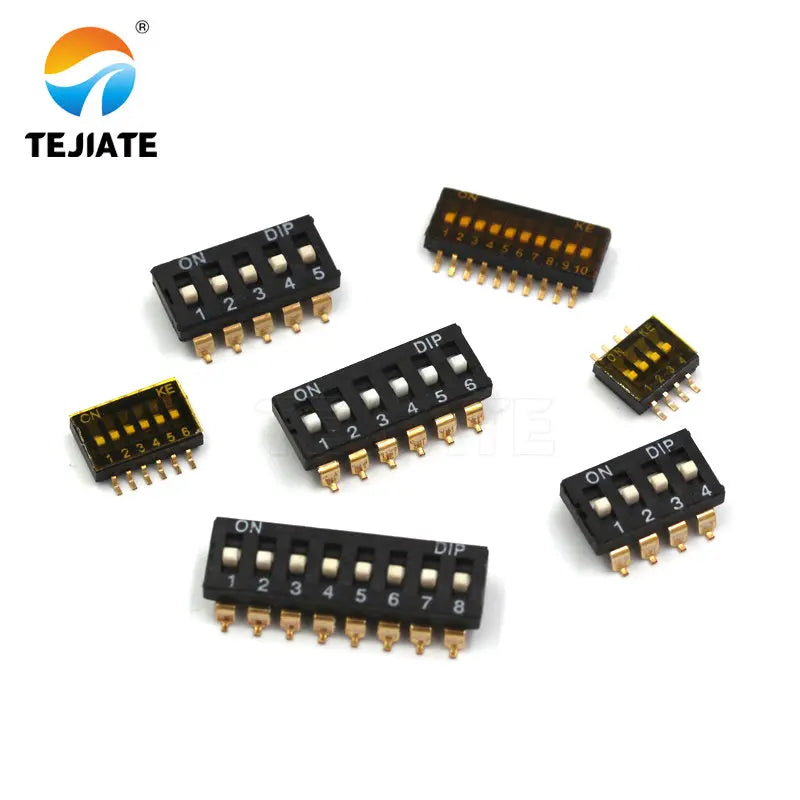 5PCS Toggle Switch Patch Flat Pulling DIP Snap Switches 2.54MM 1/2/3/4/5/6/8/10P Black Dial Address Switch