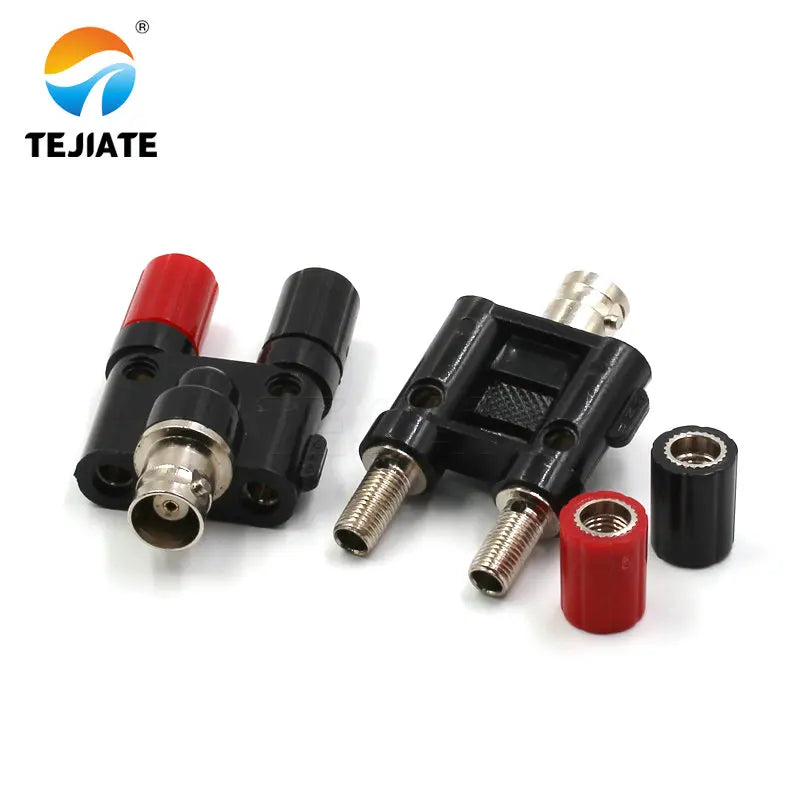 1PCS BNC Type Adapter To Double Wire Pillar/Banana Plug Transform Connector All Copper Nickel Plated