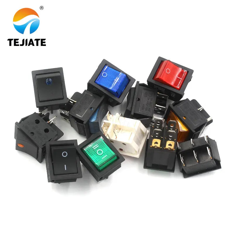 5PCS KCD4 Microswitch Electric Cooker Frying Pan Boat-type Toggle Switch Ship-type Seesaw 4/6 Feet 2/3 Gear Power Button Unit