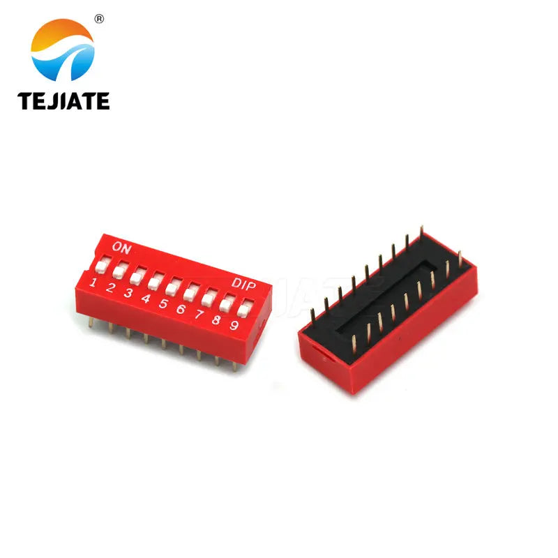 5PCS Toggle Switch Direct Insertion Flat Pulling DIP Snap  2.54MM 1/2/3/4/5/6/7/8/9/10/12P Red Dial ON / OFF