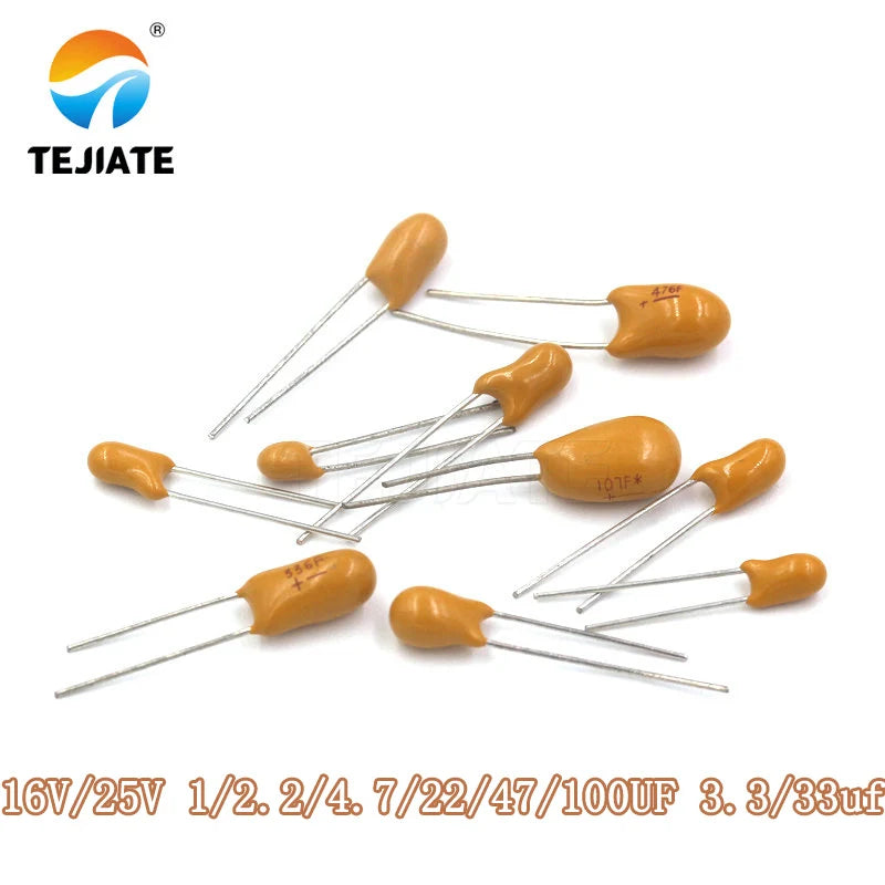 DIP Tantalum Capacitor 16v/25V 1/2.2/4.7/22/47/100UF 3.3/33uf Foot distance2.54MM