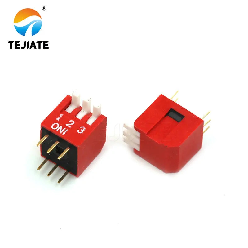 10PCS Toggle Switch Direct-insertion Type Lateral Pulling DIP Snap Switches 2.54MM 2/3/4/5/6/8/10P Red Dial Switch