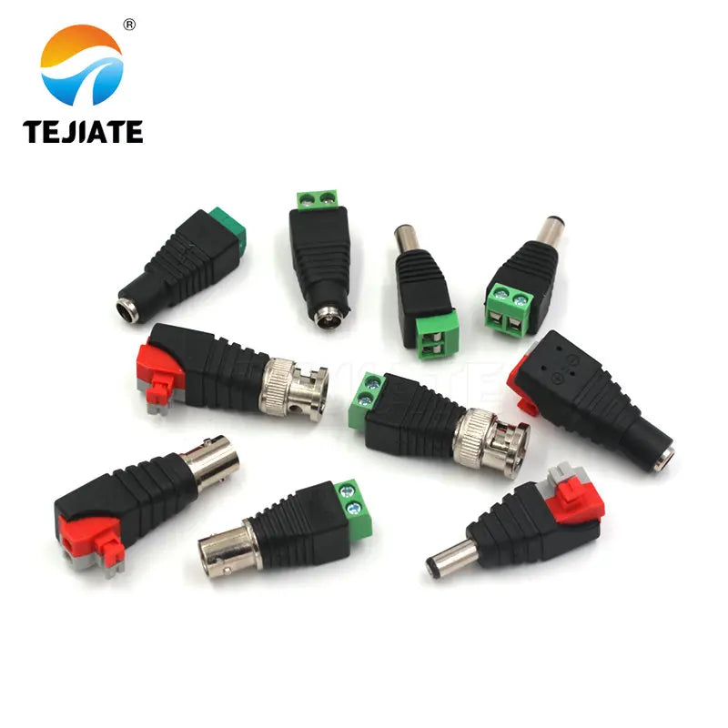 1PCS BNC Type Adapter Monitoring Camera Power Plug DC Video Connector Welding-free Male/Female Plug Press Type Socket