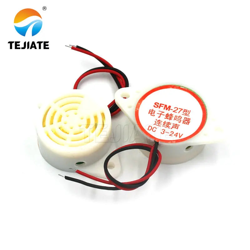 white Piezo Active Buzzer DC 3V-24V Universal Electronic Buzzer Intermittent Intermittent Sound SFM-27
