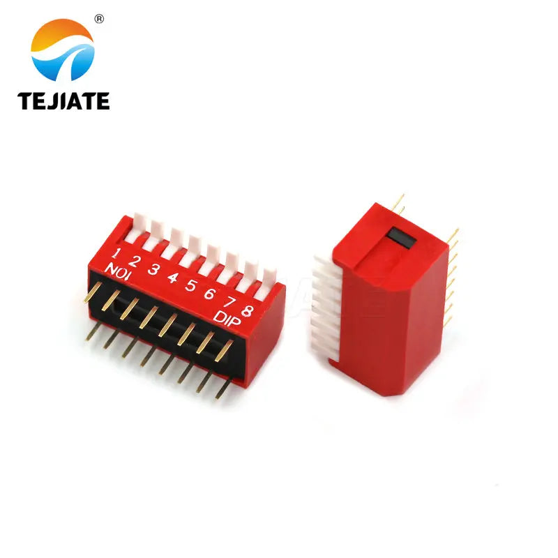 2PCS Toggle Switch Direct Insertion Lateral Pulling DIP Snap 2.54MM 2/3/4/5/6/8/10P Red Dial ON / OFF