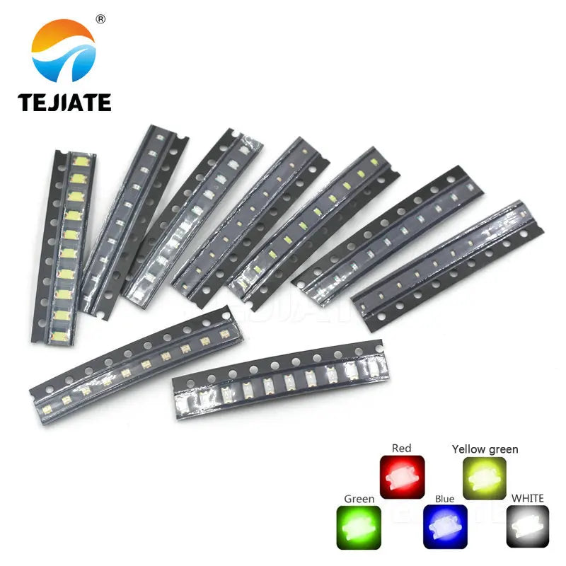 100pcs 0402 0603 0805 1206 smd led Red Yellow Green White Blue Orange light emitting diode Water Clear LED Light Diode Set