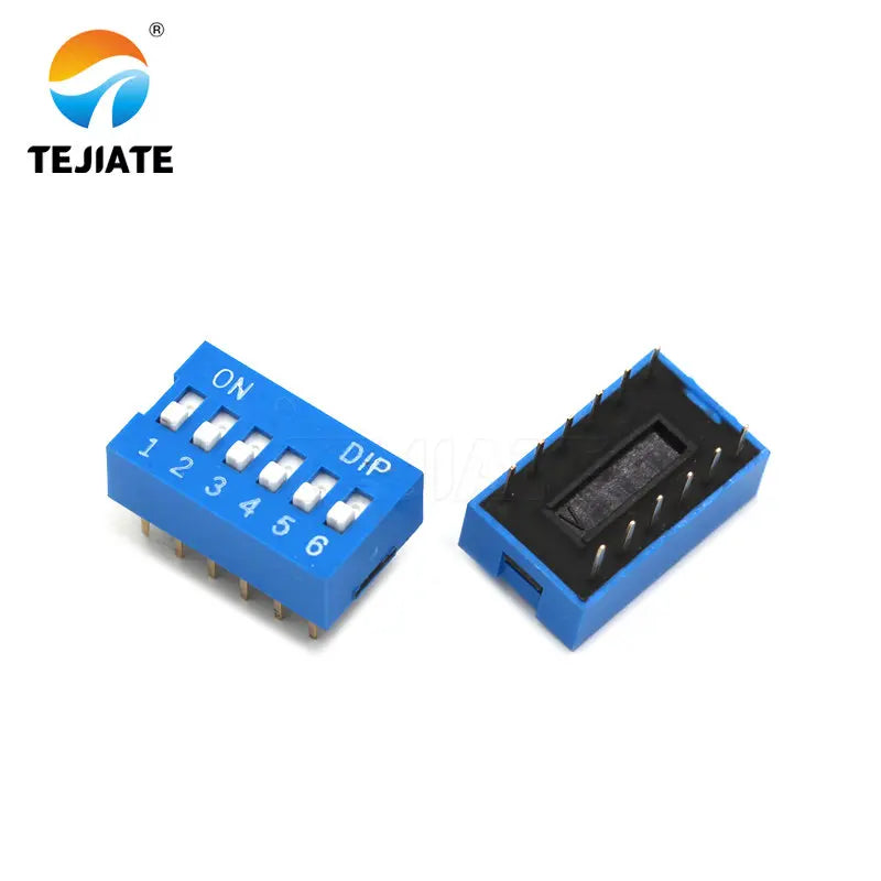 5PCS Toggle Switch Direct Insertion Flat Pulling DIP Snap 2.54MM 1/2/3/4/5/6/8P Blue Dial ON/OFF