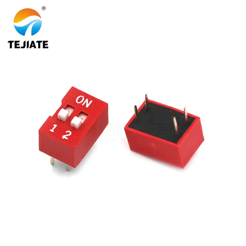 10PCS Toggle Switch Direct Insertion Flat Pulling DIP Snap Switches 2.54MM 1/2/3/4/5/6/7/8/9/10/12P Red Dial Switch