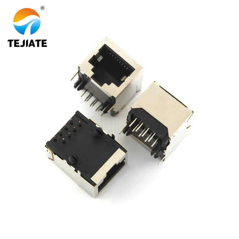 RJ45 Network Socket Internet Interface Connecting Base Crystal Head Female Base 8P8C  Vertical Copper Shell With Shield