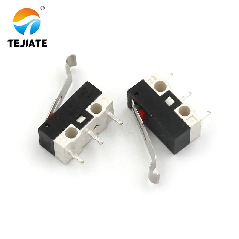 10PCS Mouse Switch Three-feet Handle Roller Button Left/Right Bent foot 1A 125V AC 3 legs DIY Kit