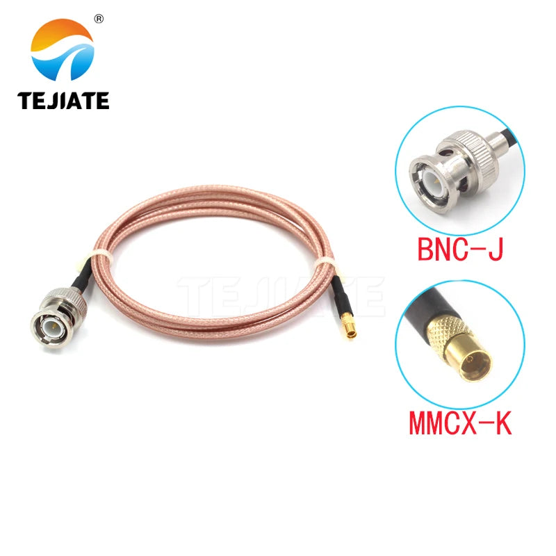 1PCS TEJIATE Adapter Cable MMCX To BNC Type MMCXK Convert BNCJ 8-90CM 1M 1.5M 2M Length Connector RG316 Wire