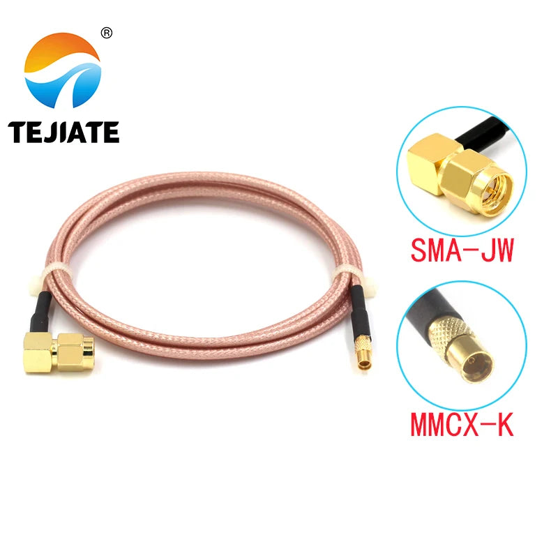 1PCS TEJIATE Adapter Cable MMCX To SMA MMCX-K Convert SMA-JW 8-90CM 1M 1.5M 2M Length Connector RG316 Wire
