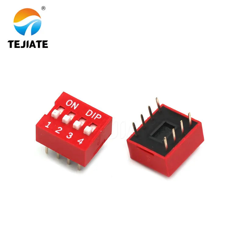 5PCS Toggle Switch Direct Insertion Flat Pulling DIP Snap  2.54MM 1/2/3/4/5/6/7/8/9/10/12P Red Dial ON / OFF