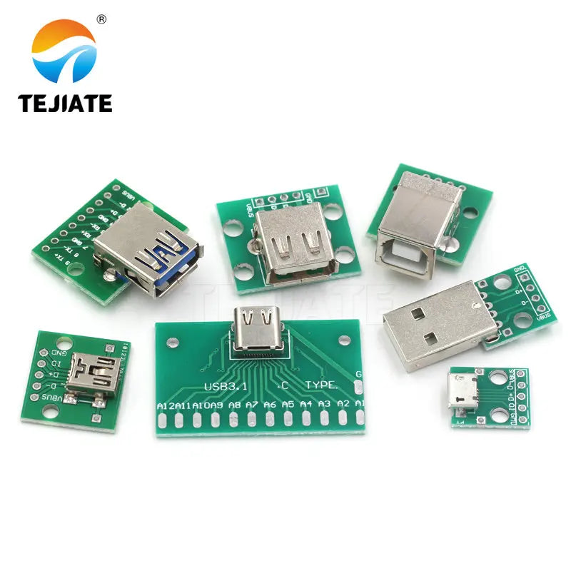 1PCS MK5P TYPE-C MINI-5P USB2.0/3.0 To DIP Adapter Board Micro USB Power Data-cable Welded-module