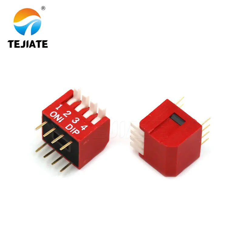 2PCS Toggle Switch Direct Insertion Lateral Pulling DIP Snap 2.54MM 2/3/4/5/6/8/10P Red Dial ON / OFF