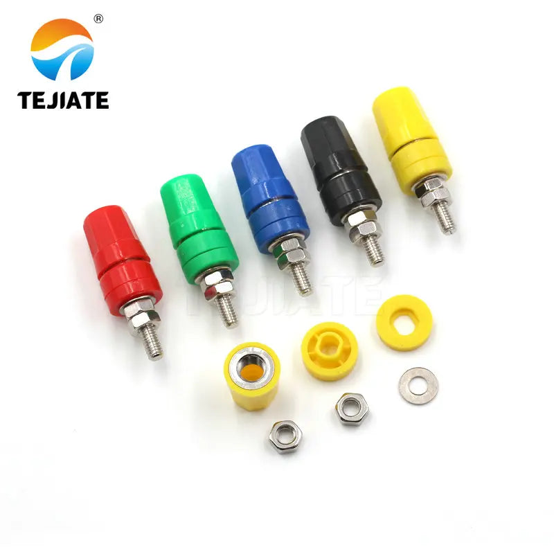 1PCS M4X36 Pure Copper Terminal 4MM Banana Jack Socket 20A Binding Post Banana Plug Connector M4*36 Black Red Blue Green Yellow