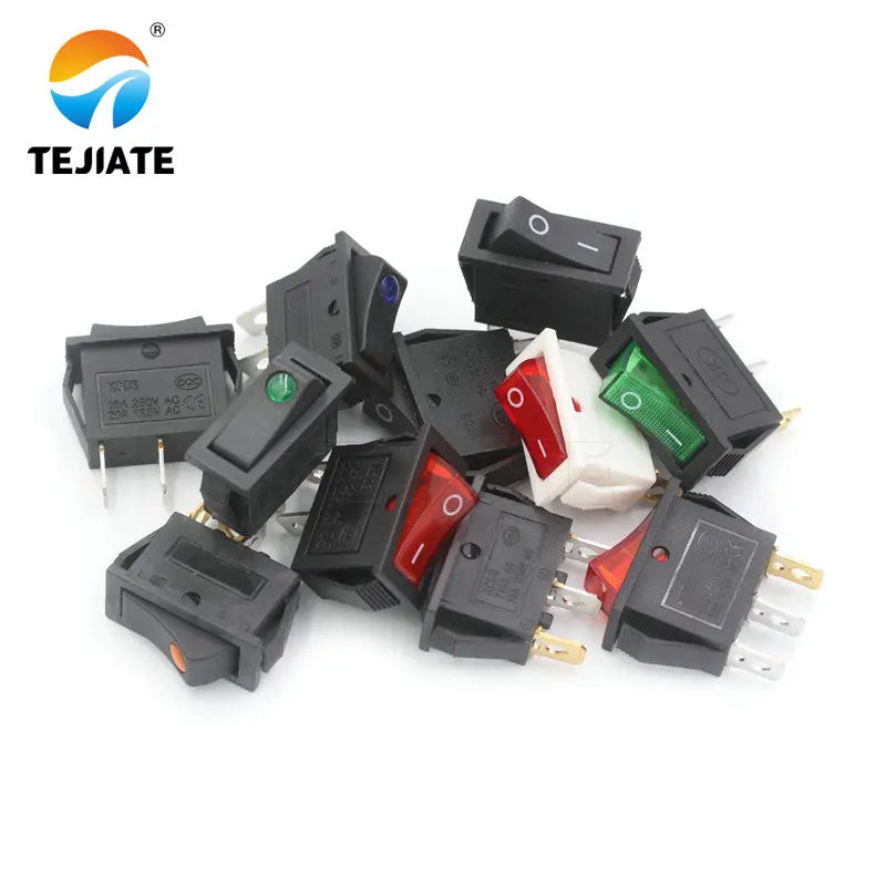 5PCS KCD3 Microswitch Electric Cooker Frying Pan Boat Type Toggle Switch Ship-type Seesaw 2/3 Feet 2/3 Gear Power Button Kit