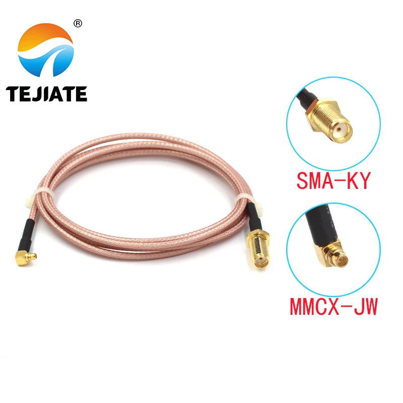 1PCS TEJIATE Adapter Cable MMCX To SMA Type MMCX-JW Convert SMA-KY 8-90CM 1M 1.5M 2M Length Connector RG316 Wire