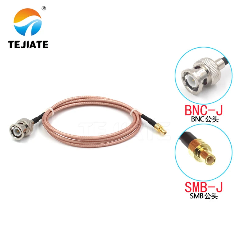 1PCS TEJIATE Adapter Cable SMB To BNC Type SMBJ Convert BNCJ 8-90CM 1M 1.5M 2M Length Connector RG316 Wire