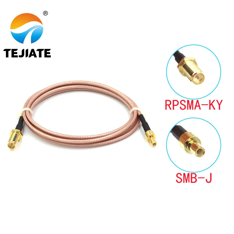 1PCS TEJIATE Adapter Cable SMB To RPSMA Type SMB-J Convert RPSMA-KY 8-90CM 1M 1.5M 2M Length Connector RG316 Wire