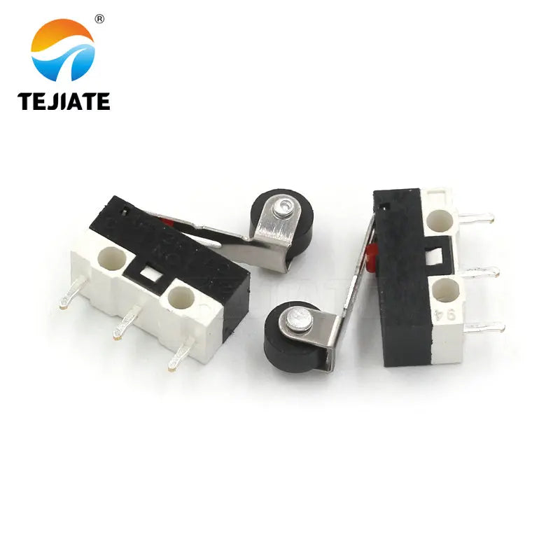 10PCS Mouse Switch Three-feet Handle Roller Button Left/Right Bent foot 1A 125V AC 3 legs DIY Kit