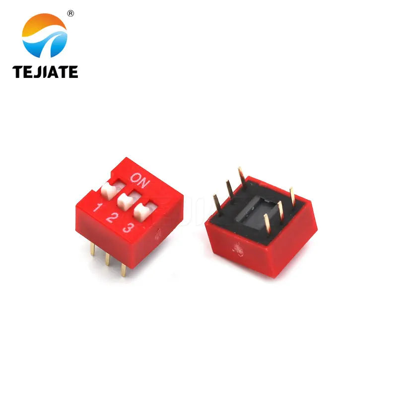5PCS Toggle Switch Direct Insertion Flat Pulling DIP Snap  2.54MM 1/2/3/4/5/6/7/8/9/10/12P Red Dial ON / OFF