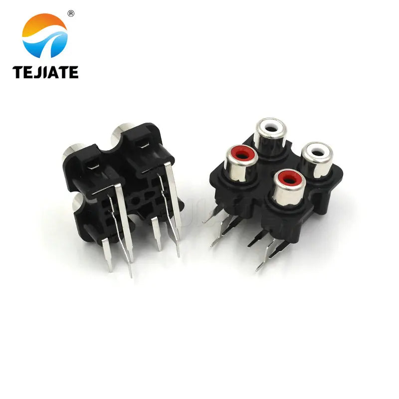 5PCS RCA Lotus Socket 1/4 Hole AV Base Connector Three Feet Adapter Audio Signal Input Socket