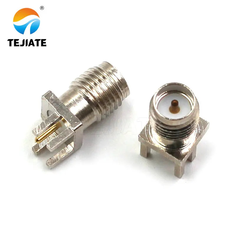 10PCS Antenna Base High Frequency Connector SMA-KE-KHD Skew Foot Outer Screw Inner Pin/Hole Spacing 1.7mm Nickel-plated
