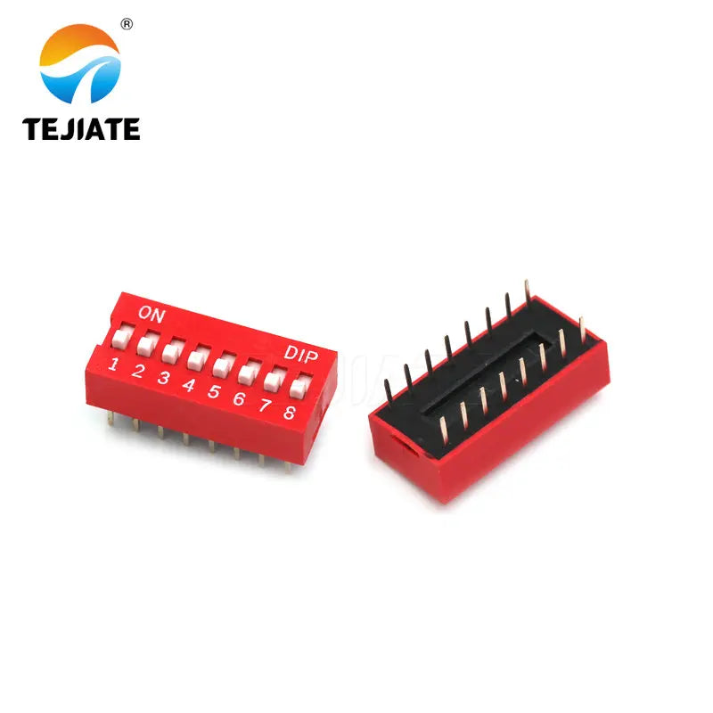 5PCS Toggle Switch Direct Insertion Flat Pulling DIP Snap  2.54MM 1/2/3/4/5/6/7/8/9/10/12P Red Dial ON / OFF