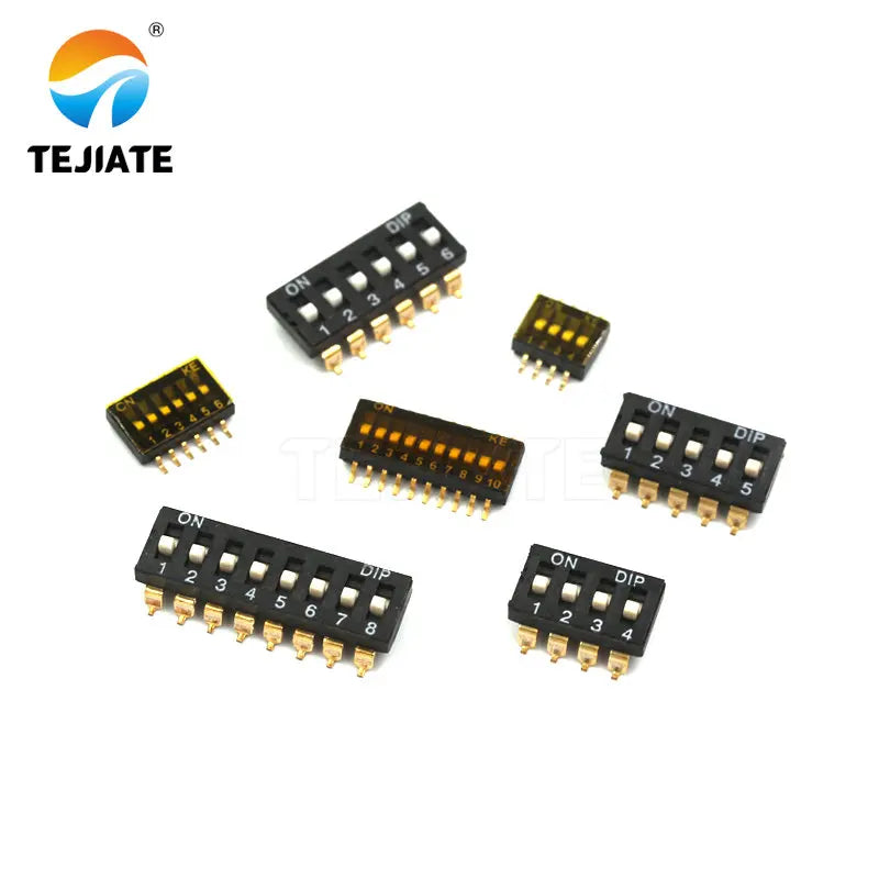 5PCS Toggle Switch Patch Flat Pulling DIP Snap Switches 2.54MM 1/2/3/4/5/6/8/10P Black Dial Address Switch