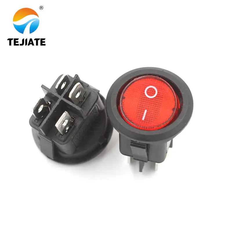 5PCS Ship-type Power Switch Boat Shaped Round Rocker Switch 2/3/4 Feet Red/Green/White/Black Press button 6A 250V Cat eye