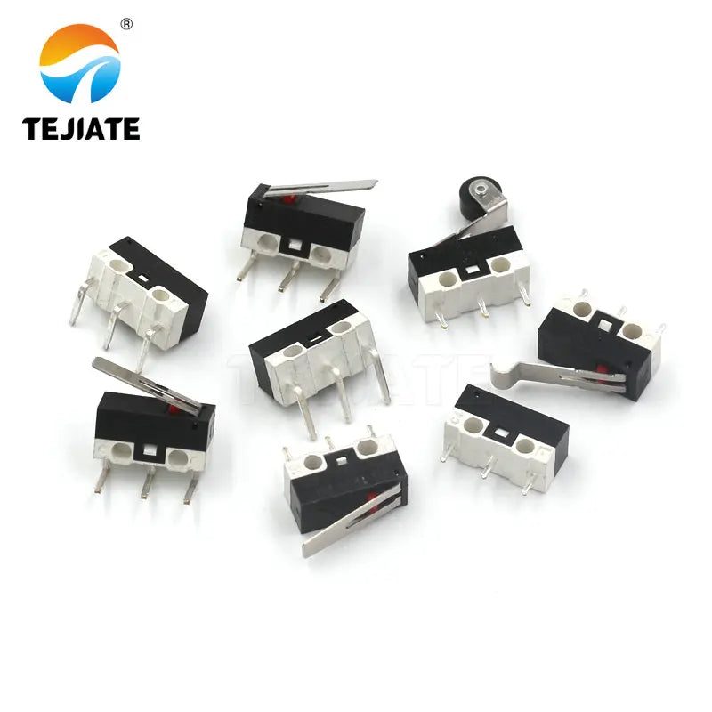 10PCS Mouse Switch Three-feet Handle Roller Button Left/Right Bent foot 1A 125V AC 3 legs DIY Kit