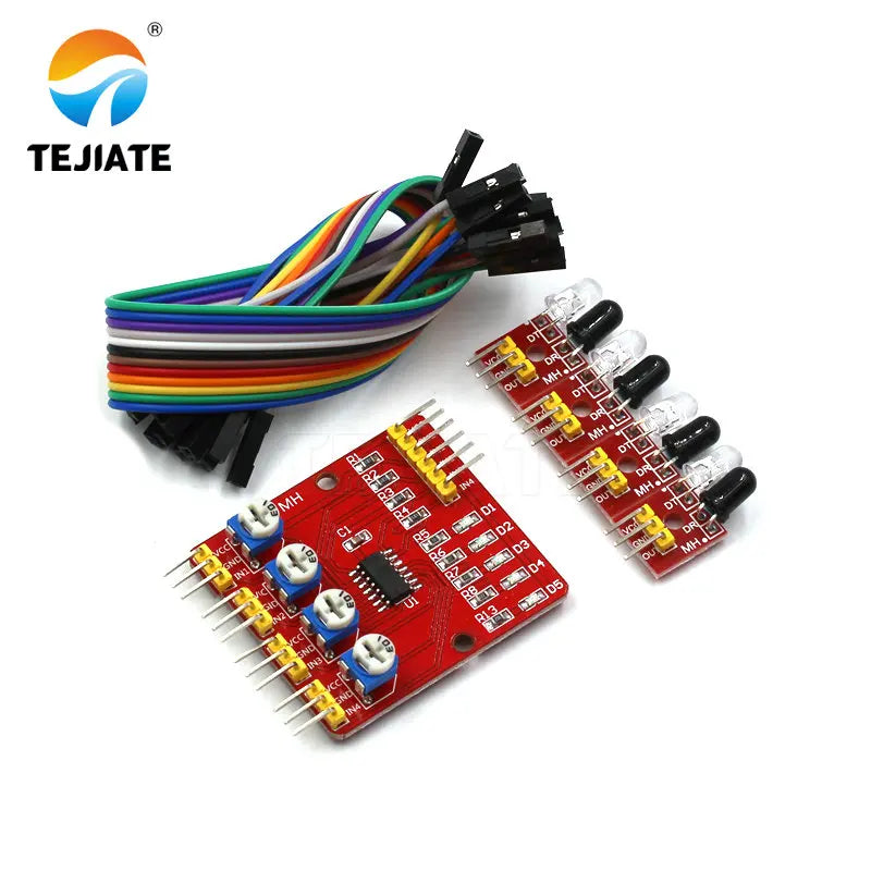 1PCS Tracking/Avoiding Obstacle Sensor Module Four Way Infrared Patrol Modular Unit Robot Intelligent Toy Car