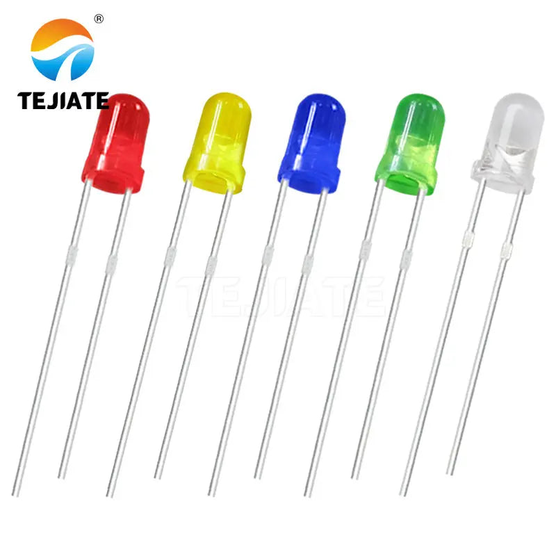 5Colors*20PCS=100PCS / 1Color=100pcs F3 3mm LED Diode Light Assorted Kit Green Blue White Yellow Red COMPONENT DIY kit