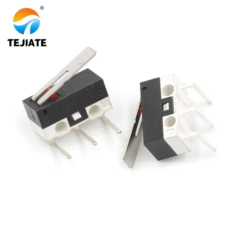 10PCS Mouse Switch Three Foot Handle Roller Button Left/Right Bent foot 1A 125V AC 3 legs DIY Kit