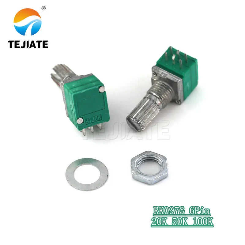 5pcs RK097G 20K 50K 100K B5K with a switch audio 6pin shaft 15mm amplifier sealing potentiometer