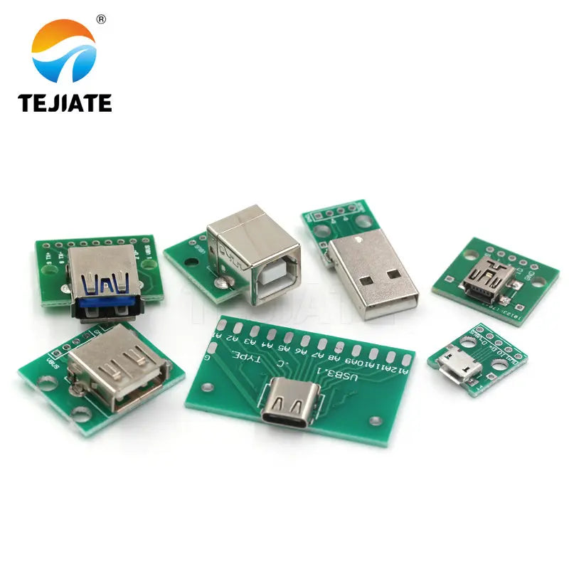 1PCS MK5P TYPE-C MINI-5P USB2.0/3.0 To DIP Adapter Board Micro USB Power Data-cable Welded Module