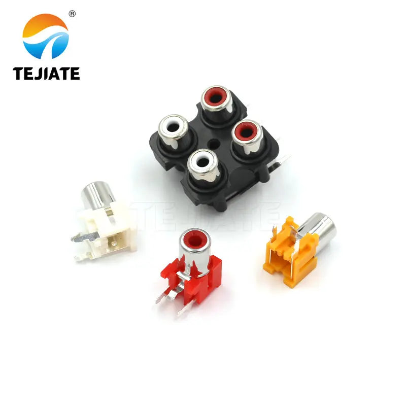 5PCS RCA Lotus Socket 1/4 Hole AV Base Connector Three Feet Adapter Audio Signal Input Socket