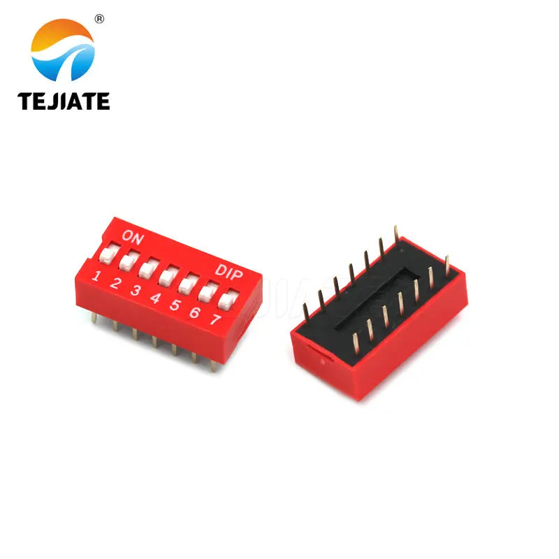 5PCS Toggle Switch Direct Insertion Flat Pulling DIP Snap  2.54MM 1/2/3/4/5/6/7/8/9/10/12P Red Dial ON / OFF