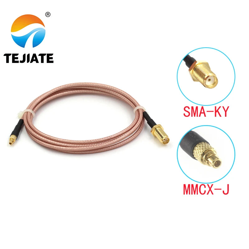 1PCS TEJIATE Adapter Cable MMCX To SMA Type MMCX-J Convert SMA-KY 8-90CM 1M 1.5M 2M Length Connector RG316 Wire