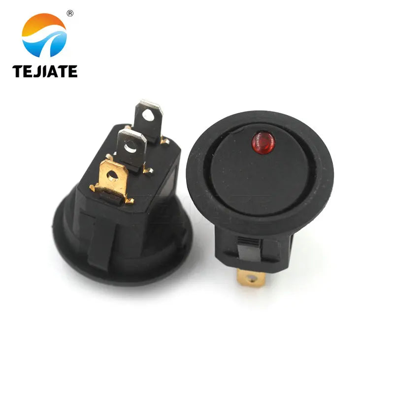 5PCS Ship-type Power Switch Boat Shaped Round Rocker Switch 2/3/4 Feet Red/Green/White/Black Press button 6A 250V Cat eye