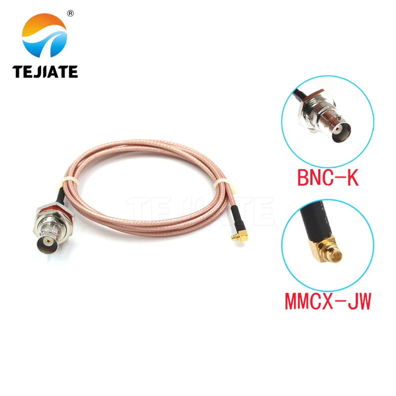 1PCS TEJIATE Adapter Cable BNC To MMCX Type BNCK Convert MMCXJW 8-90CM 1M 1.5M 2M Length Connector RG316 Wire