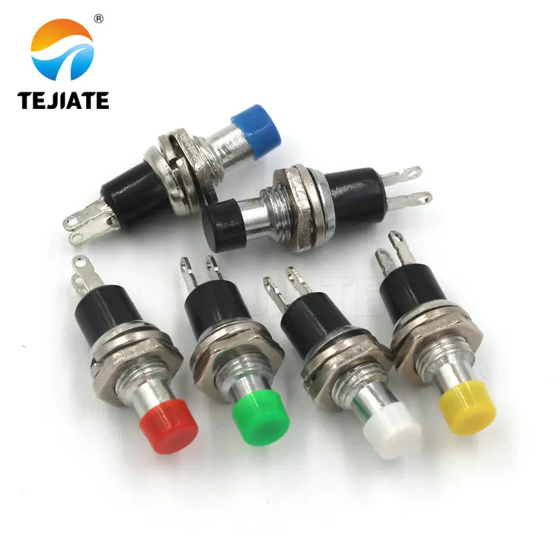 10pcs/lots Self reset Switch 7mm Thread Multicolor 2 Pins Momentary Push Button Switch PBS-110