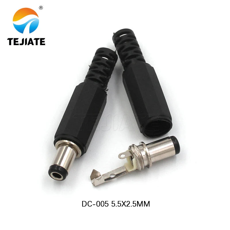 10PCS DC Power Connector pin 2.1x5.5mm Female Plug Jack + Male Plug Jack Socket Adapter DC-022B 5.5X2.5MM