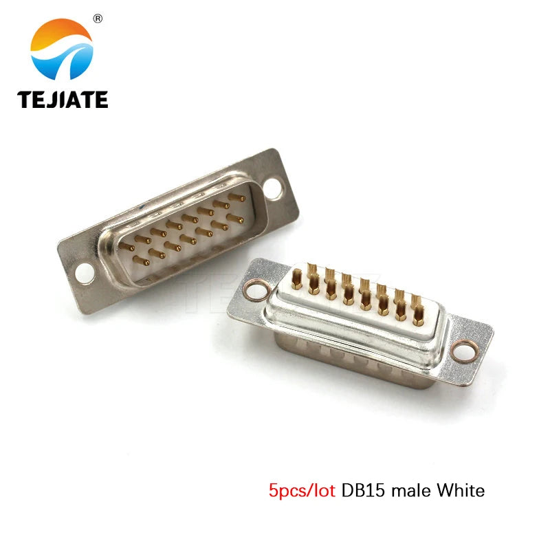 DB15 15P Parallel Port 15 Pin Male Female Wire Solder Connector Socket Plug VGA Adapter Matel Plastic Potection Shell Cover